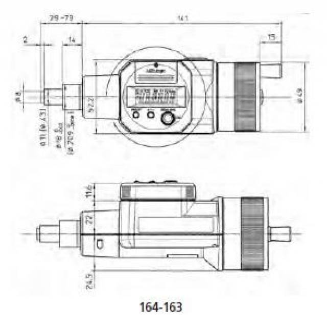 Mitutoyo Digitális beépíthető mikrométer 050/0,001mm 164163