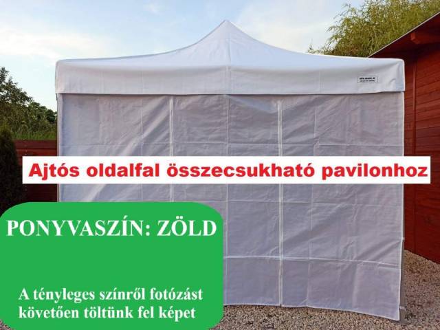 Vastag 3m ajtós oldalfal zöld oldalponyva rendezvény sátorhoz 280g/m2 - Kép