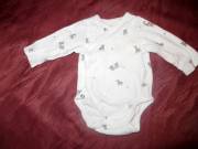 H&M oldalt patentos hosszú ujjú  body 1-2 hó 56 cm zebra