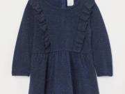 H&M kék kötött csillogó ruha 4-6 hó 62 - 68 cm