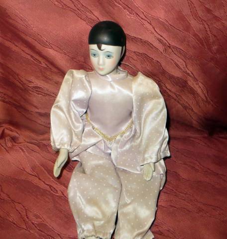 régi vintage Pierrot porcelán bohóc 7. magassága 40 cm - Kép