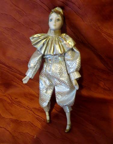 régi vintage porcelán bohóc baba 22. magassága 24 cm  - Kép