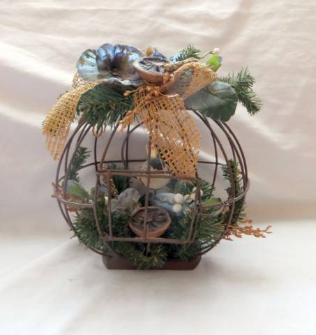 régi vintage dekoratív lovebird madárkalitka 22 x 19 cm - Kép