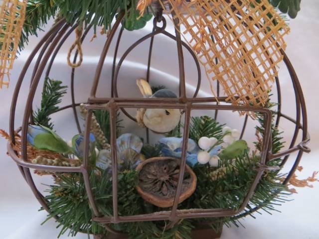 régi vintage dekoratív lovebird madárkalitka 22 x 19 cm - Kép