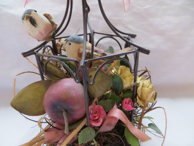 régi vintage dekoratív lovebird madárkalitka 22 x 13cm - Kép