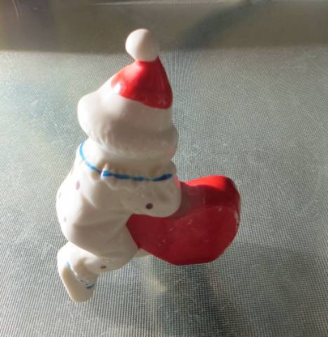 régi vintage porcelán bohóc piros szív  Love me  8,5 cm  - Kép