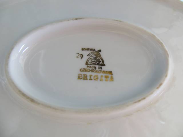 régi vintage Bohemia Brigitta porcelán szószos tál arany szegélyes  - Kép