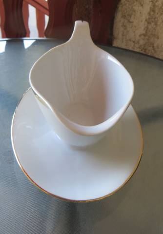 régi vintage Bohemia Brigitta porcelán szószos tál arany szegélyes  - Kép