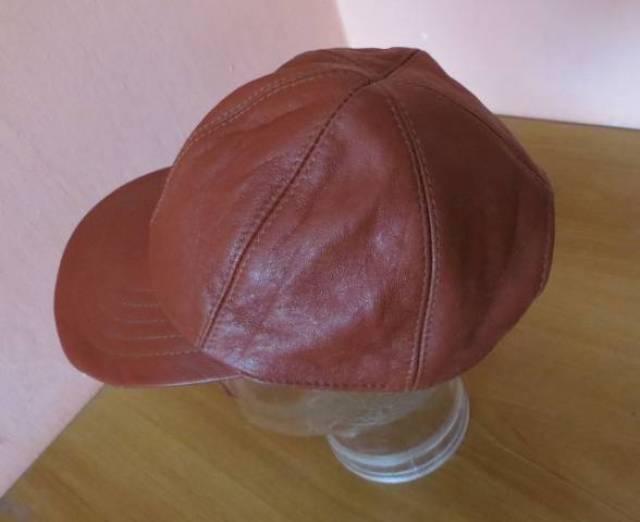 régi vintage barna valódi bőr baseball sapka  Snapback  90-s évekből - Kép