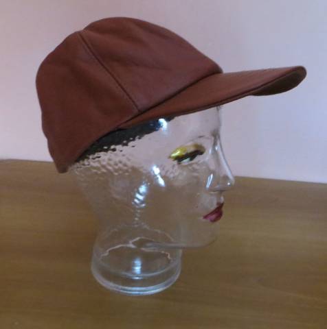 régi vintage barna valódi bőr baseball sapka  Snapback  90-s évekből - Kép