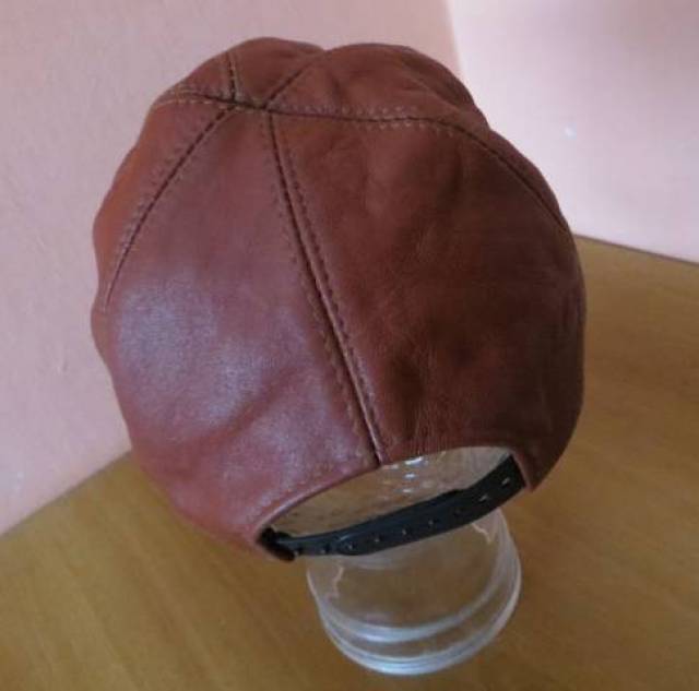 régi vintage barna valódi bőr baseball sapka  Snapback  90-s évekből - Kép