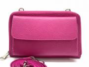 Olga valódi bőr mobiltelefon táska és pénztáca egyben pink - Made in Italy
