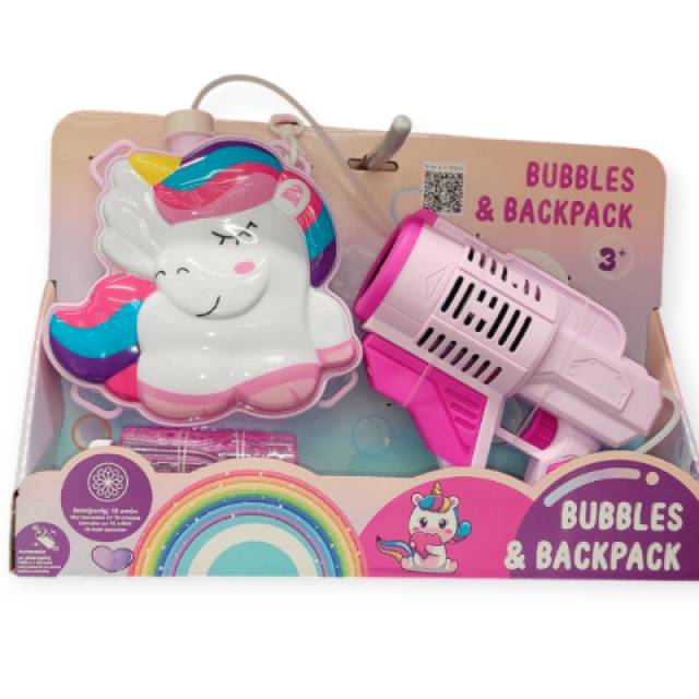 Egyszarvú táskával ellátott szappanbuborék géppuska - Kép