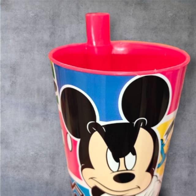 Mickey egér szívószálas műanyag pohár fiúknak 260 ml - Kép