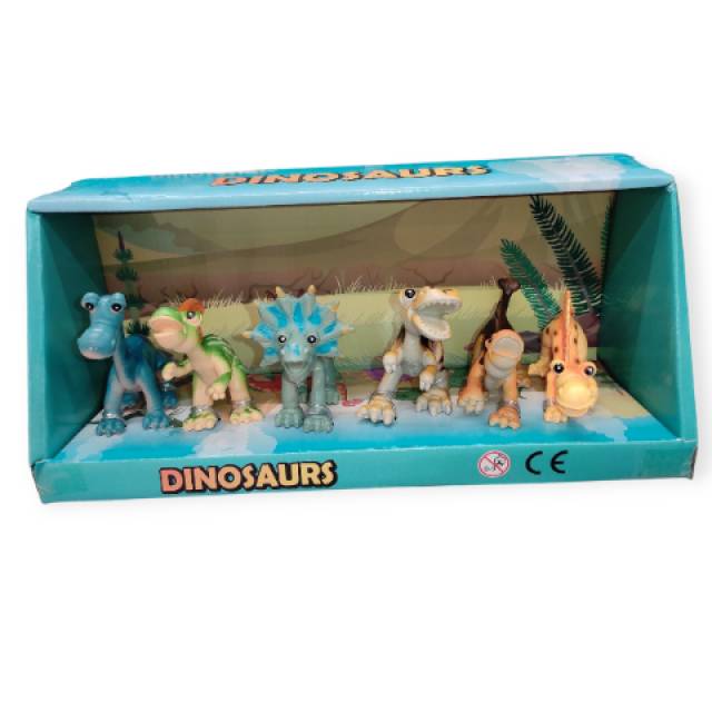 Rajzfilm dinoszaurusz figura szett – 6 db puha műanyag dínó, 6,5 cm - Kép