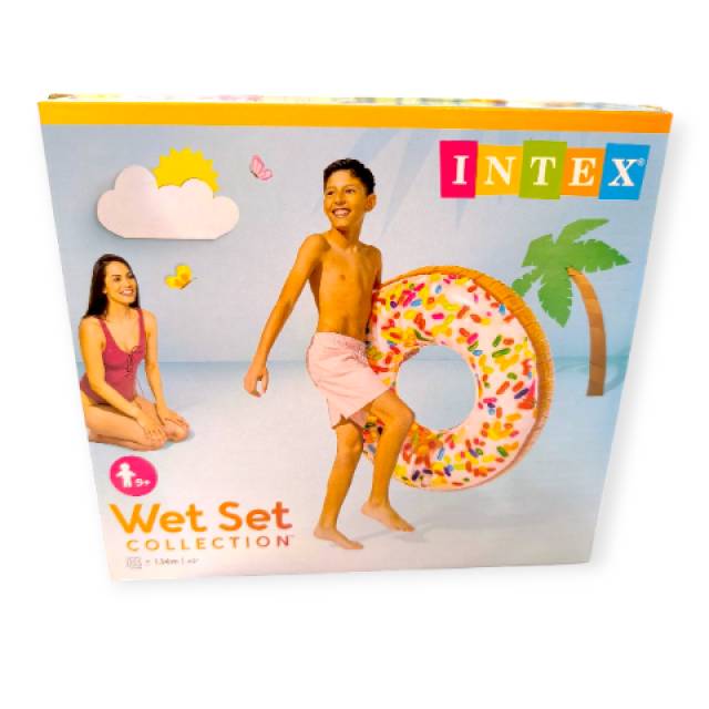 Intex felfújható úszógumi fánk formában – 114 cm, színes cukormázas dizájn - Kép