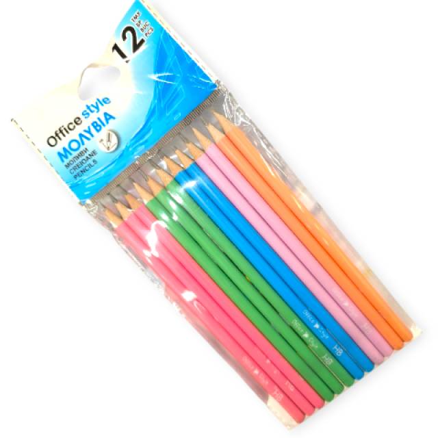 Színes HB grafitceruza készlet – 12 db élénk színű ceruza - Kép