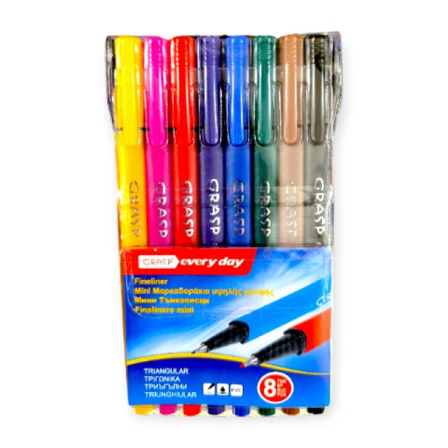Mini háromszög alakú filctoll készlet – 8 darabos - Kép