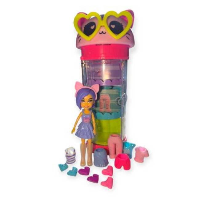 Polly Pocket cica szekrény játékkészlet – Mattel öltöztetős baba szett - Kép