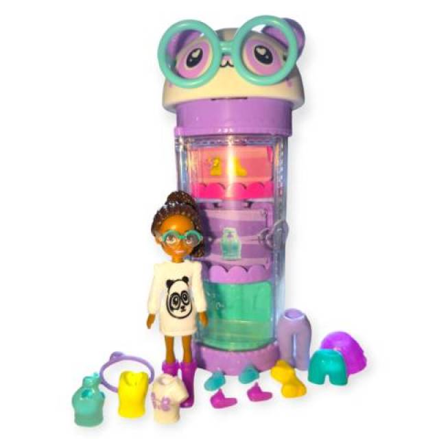 Polly Pocket baba – Panda forgószekrény szett, 7,6 cm baba és kiegészítők - Kép