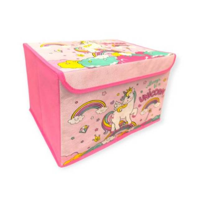 Unikornis textil tárolódoboz fedéllel 40x30x25 cm - Kép