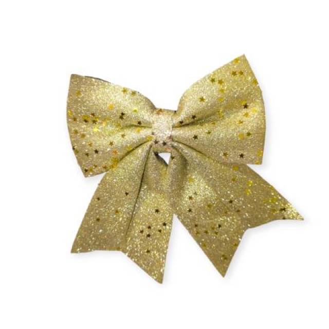 Pezsgő karácsonyi masni – csillogó flitteres dekor masni 23x20 cm - Kép