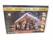 Karácsonyi betlehem LED világítással és 7 figurával – 26x10,5x18 cm dekoráció