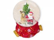 Varázslatos karácsonyi hógömb Mikulással és szarvassal – 15 cm