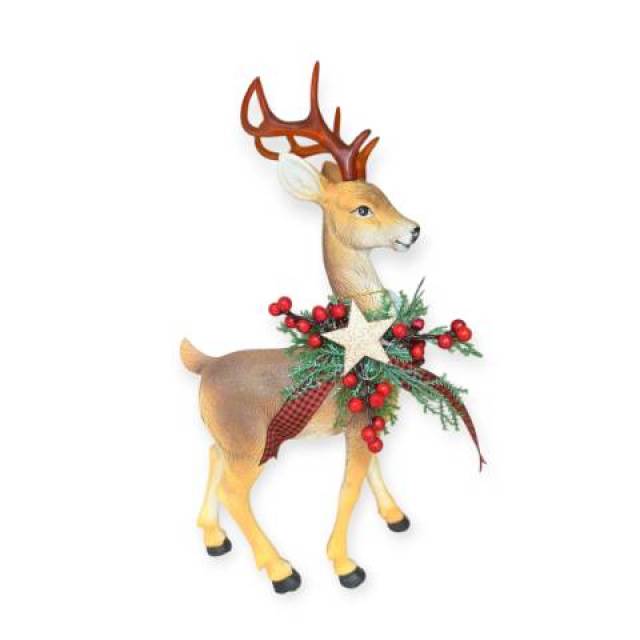 Dekoratív karácsonyi rénszarvas figura LED világítással 34cm - Kép