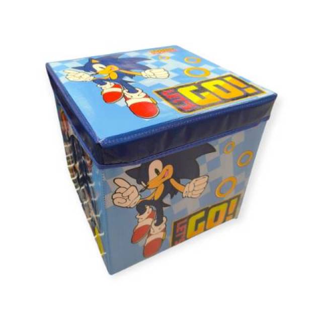 Kék zsámoly tároló doboz Sonic modellel 30x31x30 cm - Kép