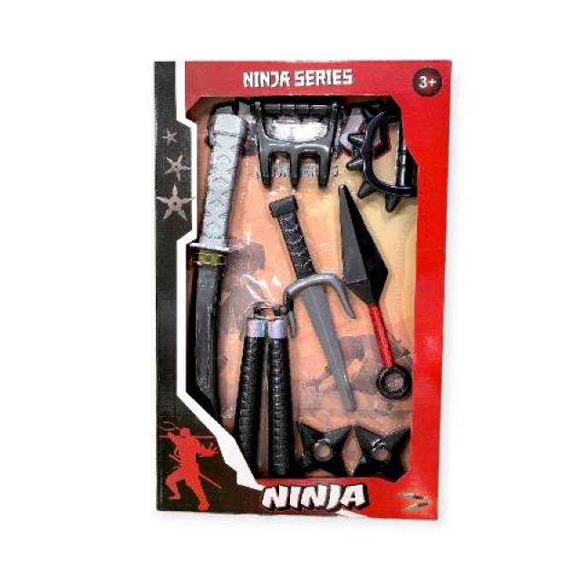 Ninja játékkészlet 8 darab – kard, kések és dobócsillagok - Kép