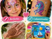 Arcfestés, Csillámtetoválás, Henna festés, Homokkép